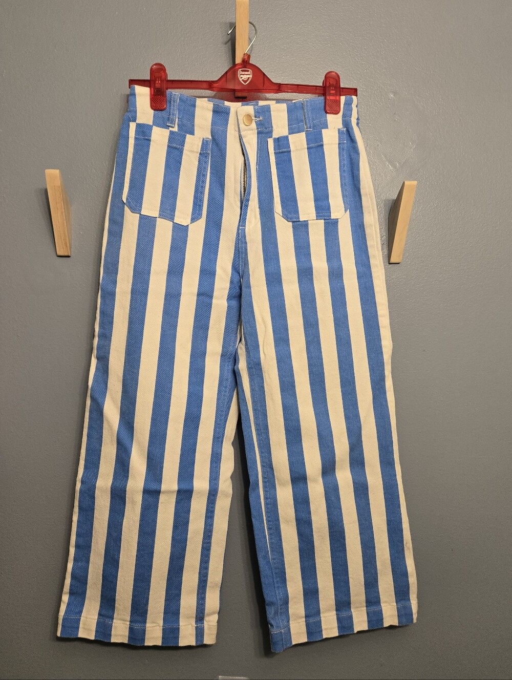 Blue and White Vertical Stripe Pants